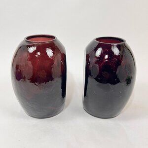 Vtg Bud Vase Purple Amethyst Glass Coin Dot Flat Side Handcrafted Hand Blown